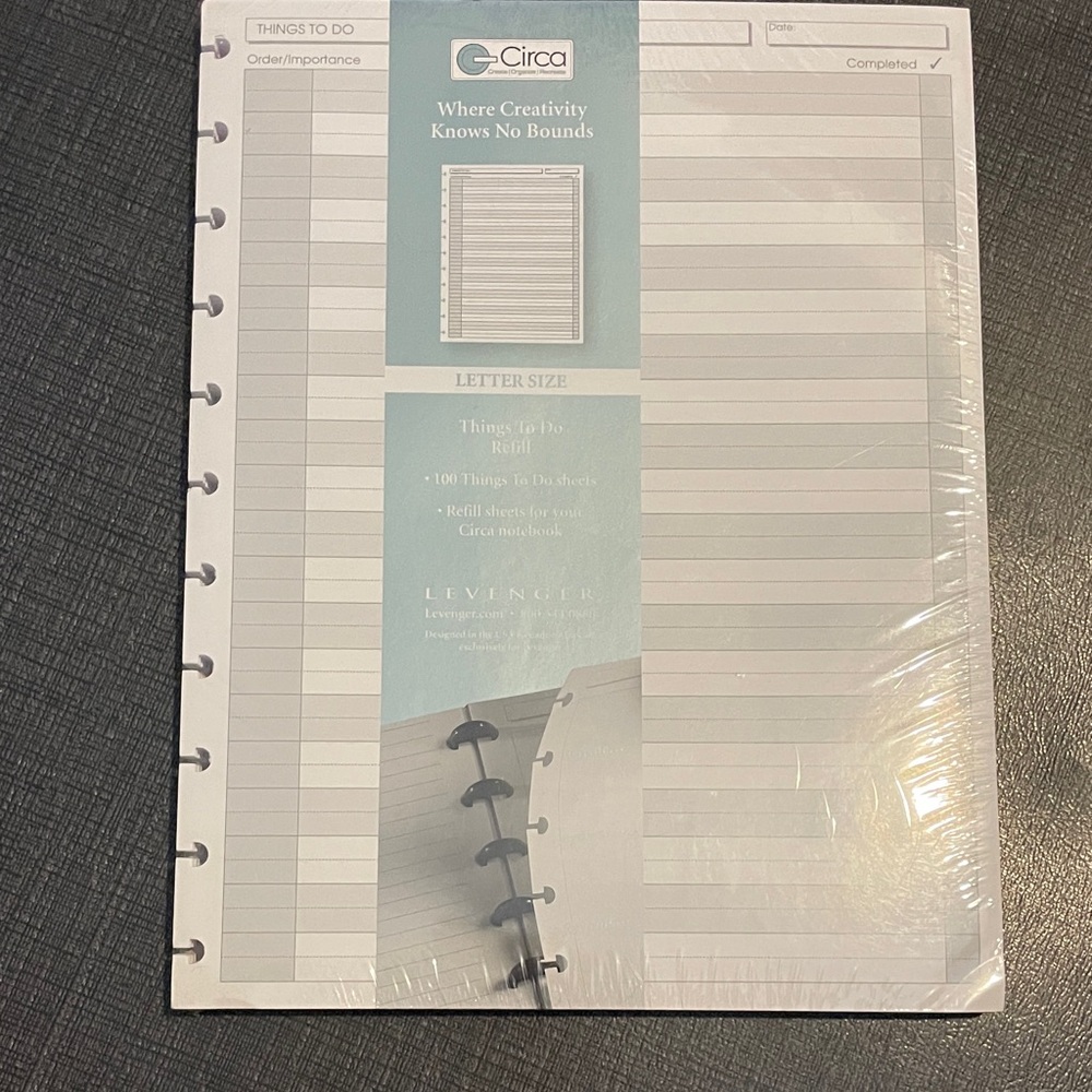 Levenger Circa Things To Do Refill Pages